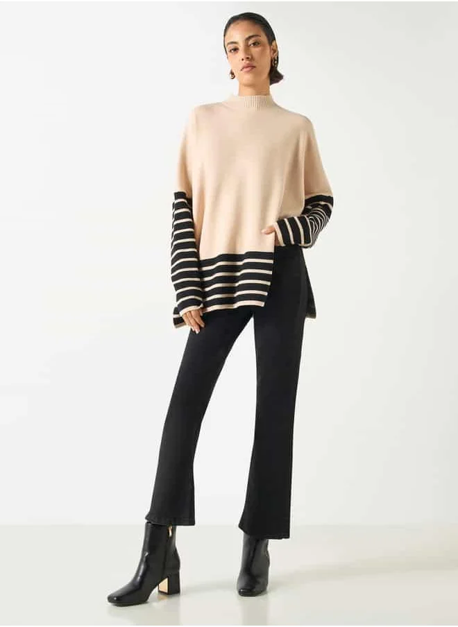 2Xtremz 2Xtremz Stripe Detail Pullover with High Neck