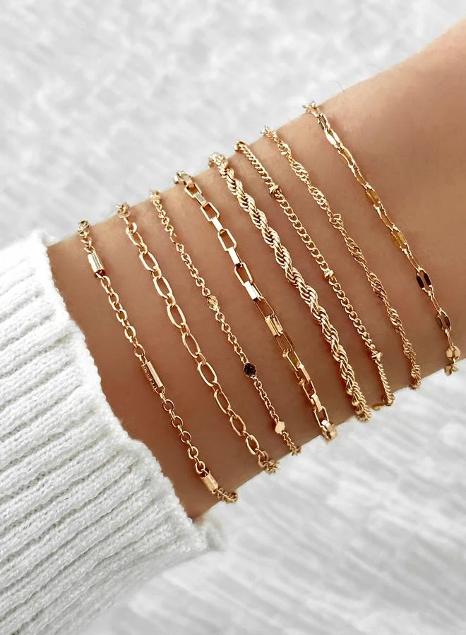 Take Two Take Two Set of 8 - Gold Chain Bracelets