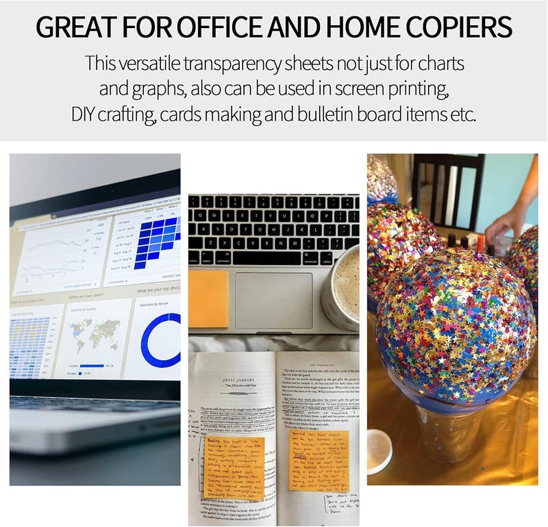 30 ورقة من ورق الفيلم الشفاف، 8.5 × 11 بوصة من الفيلم الشفاف لطابعات نفث الحبر، طباعة 100% من الشفافيات، أوراق فيلم شفافة لجهاز العرض العلوي، طباعة الشاشة الحريرية - Image 2