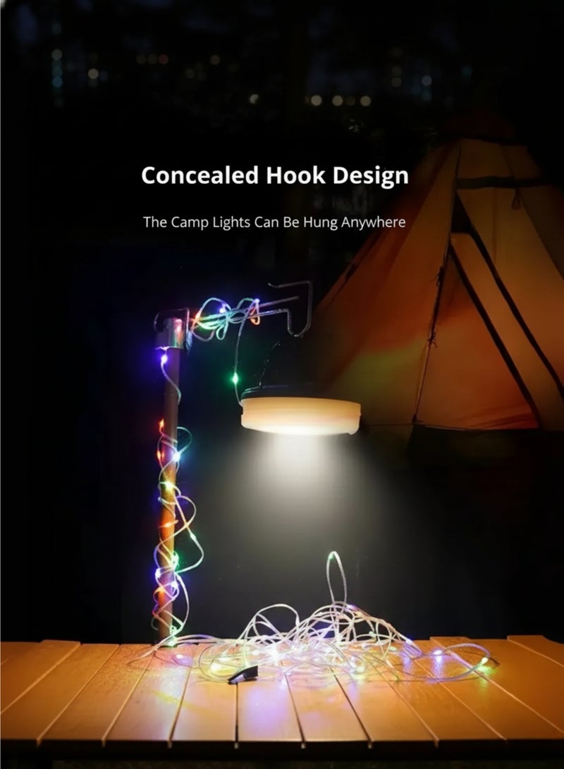 vexa pro 4-in-1 Camping Lamp with Solar Charging, LED Flashlight, Lantern, Red Beacon & 10m RGB String Lights | IPX67 Waterproof, 1500mAh Rechargeable Outdoor Light - Image 5