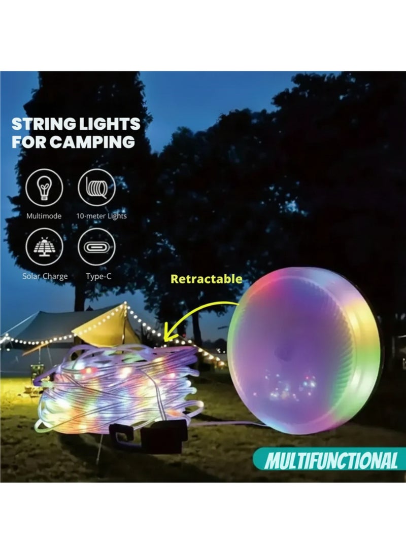 vexa pro 4-in-1 Camping Lamp with Solar Charging, LED Flashlight, Lantern, Red Beacon & 10m RGB String Lights | IPX67 Waterproof, 1500mAh Rechargeable Outdoor Light - Image 3