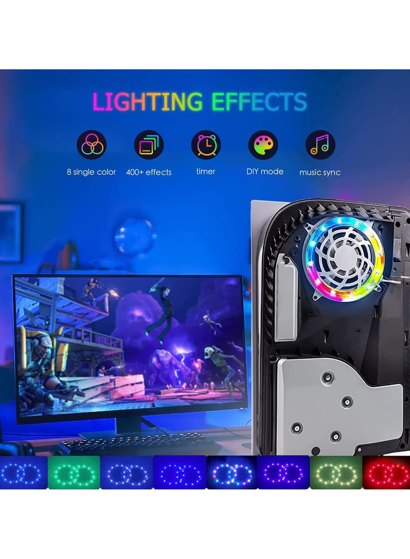 8 مصابيح RGB LED ملونة RGB LED ل PS5، أضواء متغيرة الألوان متزامنة مع الموسيقى، أضواء متغيرة الألوان تصنعها بنفسك بنفسك 3 طرق تحكم أكثر من 400 مؤثرات شريط إضاءة حلقي للتحكم عن بعد - Image 3