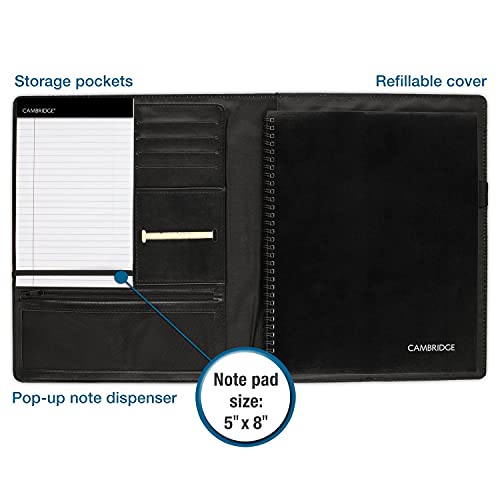 Cambridge Limited Business Notebook, 8-1/2" x 11", 50 Sheets, NoteTaker Portfolio and Refillable Notebook with 5" x 8" Notepad and Business Card Pocket, Zipper Mesh Pocket, Black (06126) - Image 5