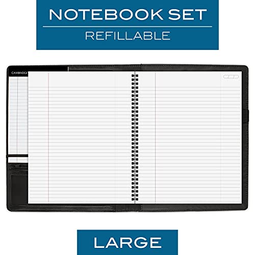 Cambridge Limited Business Notebook, 8-1/2" x 11", 50 Sheets, NoteTaker Portfolio and Refillable Notebook with 5" x 8" Notepad and Business Card Pocket, Zipper Mesh Pocket, Black (06126) - Image 3