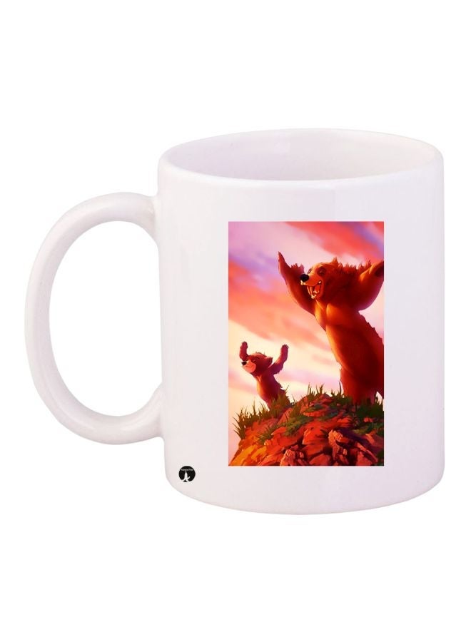 Bears Printed Coffee Mug White/Brown/Orange 11ounce