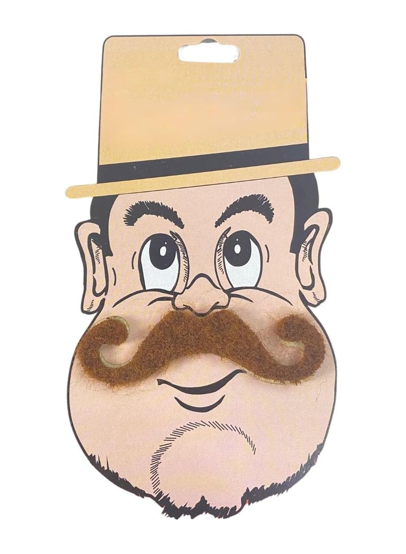 Fake Moustache Costume, Brown Color Self Adhesive Whisker For Party, Birthday, Christmas, Halloween Costume Accessory, Funny Face Hair Decoration For All (Shape 1) - Image 1
