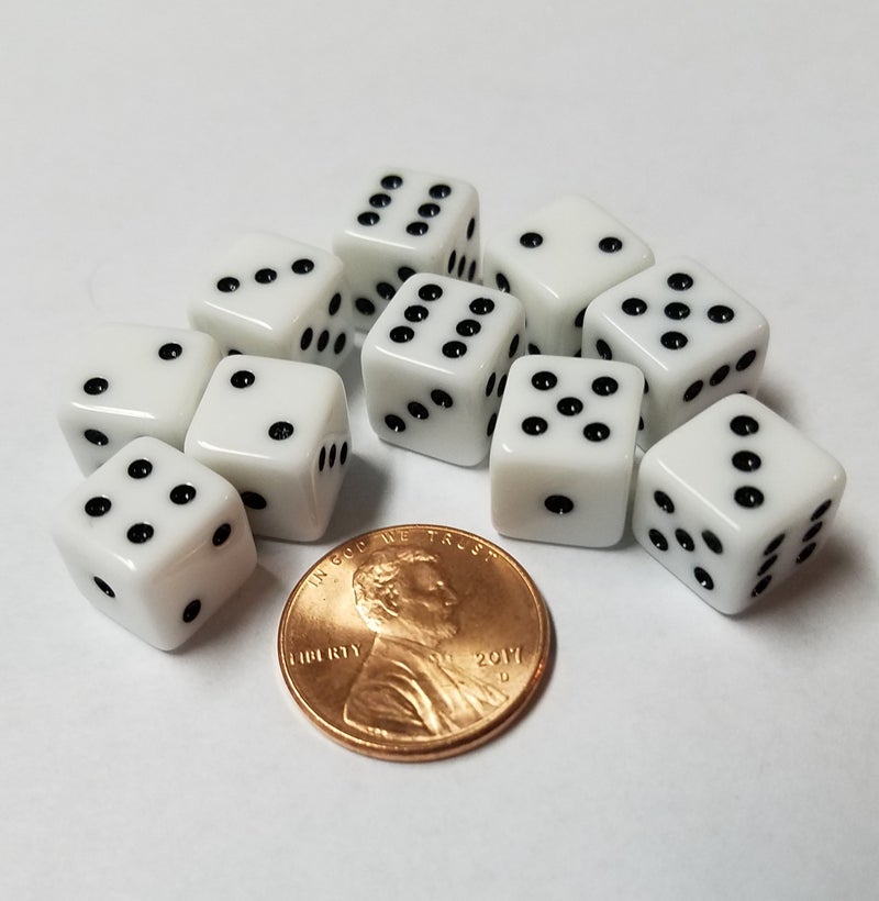 Rook Robot 10x White 10mm Dice with Dots - Image 2