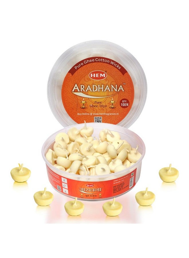 HEM شمعة هيم أرادنا من السمن النقي مع فتائل عبوة من 100 شمعة | عناصر غرفة الصلاة للمنزل | خالية من الشمع | فتائل السمن للصلاة والطقوس والمناسبات الخاصة | وقت الاحتراق: 30 دقيقة - Image 1