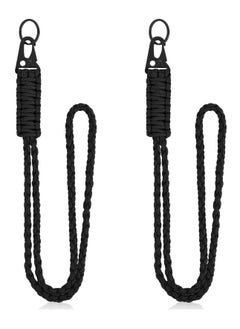 2PC Braided Neck Lanyard Paracord Key Lanyard Heavy Duty Braided Neck Lanyard for Keys Badge Lanyards Long Lanyard ID Badge Holder Leather Strap for ID Card Badge Holder Keys Cell Phone Unisex