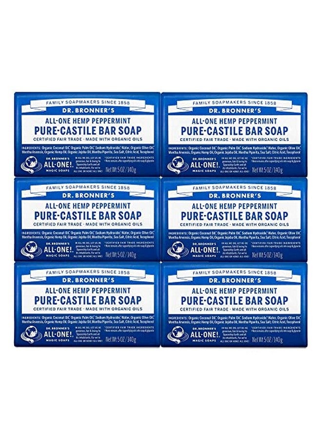 Dr. Bronner's صابونة د. برونرز بيوركاستيل (نعناع 5 Oz 6Pack) مصنوعة بزيوت عضوية للوجه والجسم والشعر، لطيفة ومرطبة، قابلة للتحلل حيوياً، نباتية، خالية من التجارب على الحيوانات، وغير معدلة وراثياً - Image 1