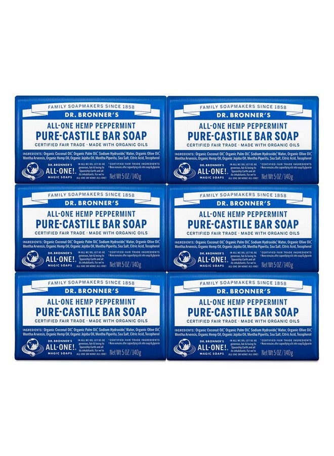 Dr. Bronner's صابونة د. برونرز بيوركاستيل (نعناع 5 Oz 6Pack) مصنوعة بزيوت عضوية للوجه والجسم والشعر، لطيفة ومرطبة، قابلة للتحلل حيوياً، نباتية، خالية من التجارب على الحيوانات، وغير معدلة وراثياً - Image 2