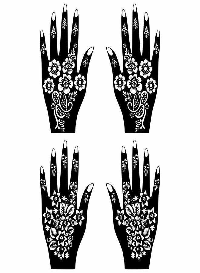 Komstec Front & Back Combo Mehndi Stencil Stickers for Hands for Girls and Women Palm, and Finger Design Sticker Pack of 2 - Image 1