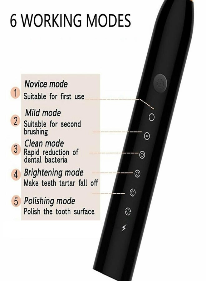 Electric Toothbrush USB Rechargeable Toothbrush High Frequency Little Noise Timing Toothbrush 5 Modes Adjustable Waterproof 4 Brush Heads - Image 4
