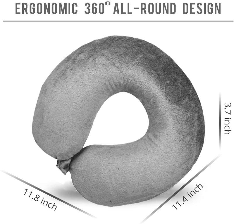 BIGBEN OREST Neck Pillow with Backrest Combo Pack Memory Foam Travel Pillow Neck Rest BackRest Car Flight Bus Office Gaming Watching TV Grey - Image 3