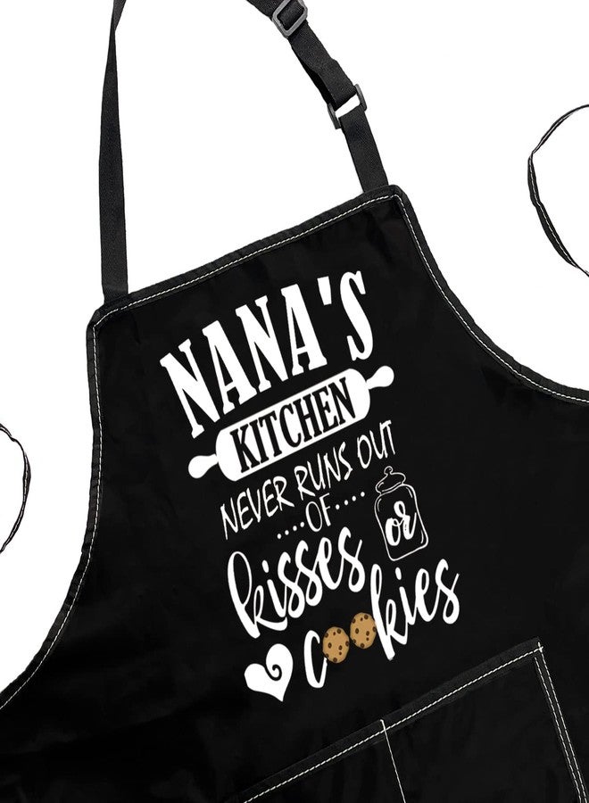 POFULL Nana's Kitchen Apron Mothers Day Gift Nana's Kitchen Never Runs Out Of Kisses and Cookies (Nana's Kitchen Apron) - Image 3
