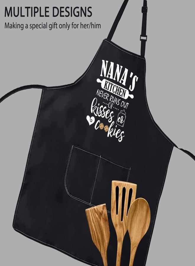 POFULL Nana's Kitchen Apron Mothers Day Gift Nana's Kitchen Never Runs Out Of Kisses and Cookies (Nana's Kitchen Apron) - Image 4