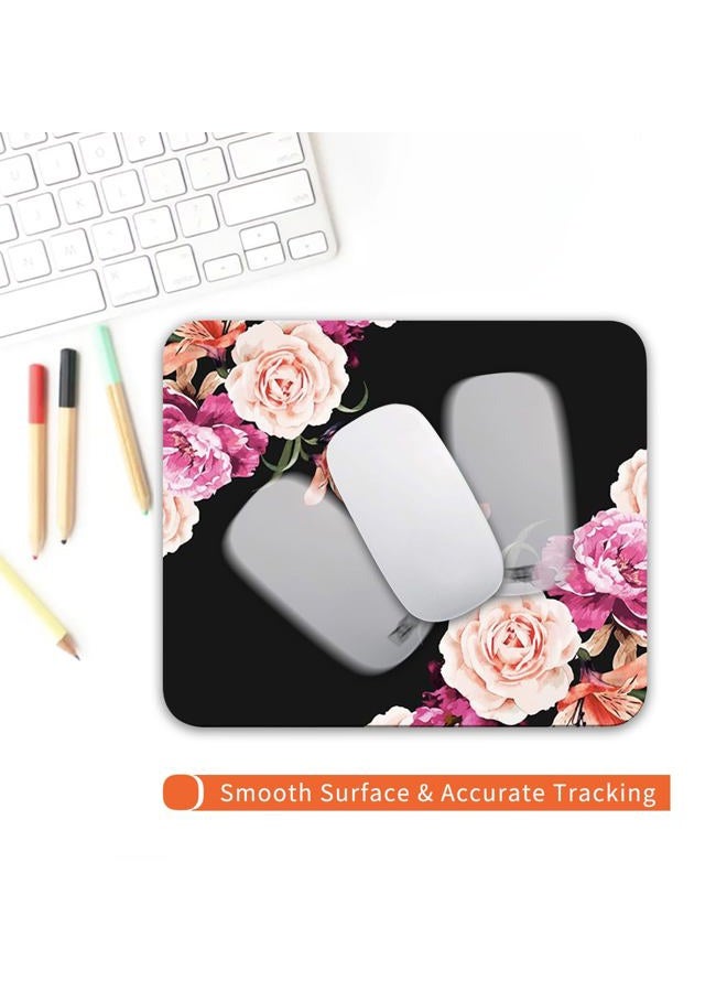 Armanza Square Mouse Pad Pretty Peony Flower, Personalized Premium-Textured Custom Mouse Mat Design , Washable Mousepad Lycra Cloth , Non-Slip Rubber Base Computer Mouse Pads for Wireless Mouse - Image 4
