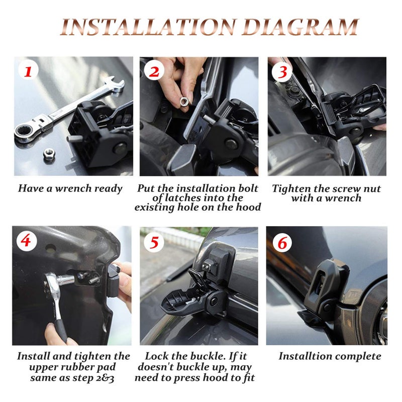 KMFCDAE JL OEM Hood Latches Original Hood Lock Catch Latch Kit Compatible with 2007-2023 Jeep Wrangler JK JL and Jeep Gladiator JT (1 Pair) - Image 3