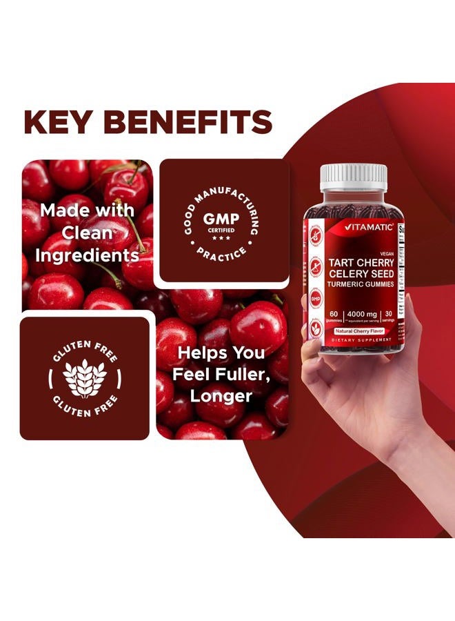 Vitamatic 2 Pack Tart Cherry with Celery Seed Gummies - 2400 mg Serving - Powerful Uric Acid Cleanse for Joint Comfort, Healthy Sleep Cycles & Muscle Recovery - Image 5