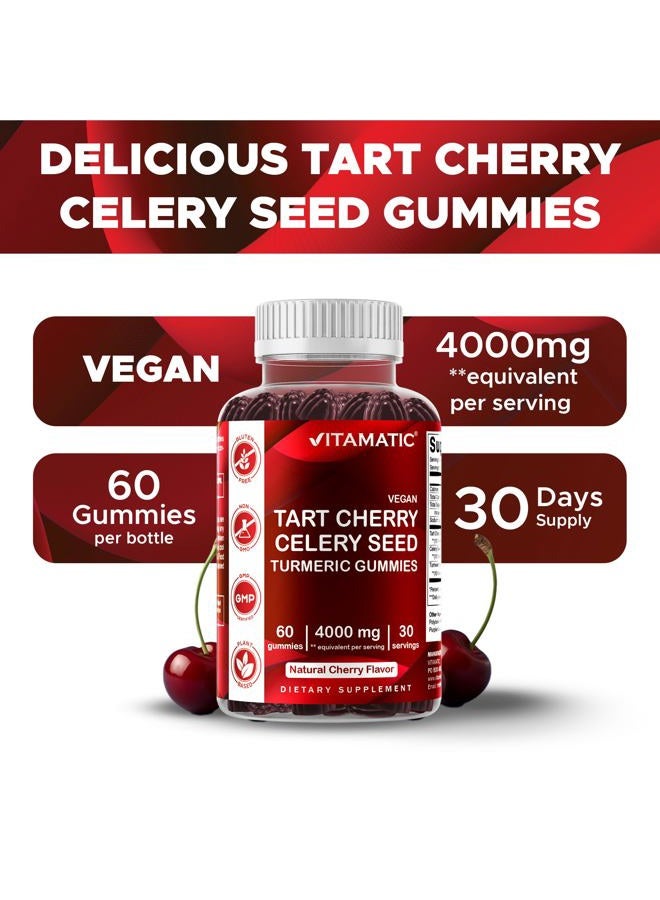 Vitamatic 2 Pack Tart Cherry with Celery Seed Gummies - 2400 mg Serving - Powerful Uric Acid Cleanse for Joint Comfort, Healthy Sleep Cycles & Muscle Recovery - Image 4