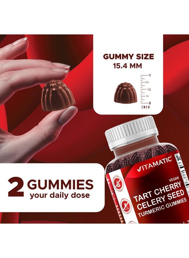 Vitamatic 2 Pack Tart Cherry with Celery Seed Gummies - 2400 mg Serving - Powerful Uric Acid Cleanse for Joint Comfort, Healthy Sleep Cycles & Muscle Recovery - Image 3