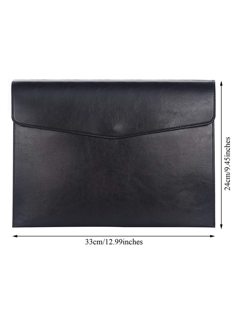 PU Leather A4 File Folder Document Holder Waterproof Portfolio Envelope Folder Case with Snap Closure - Image 4