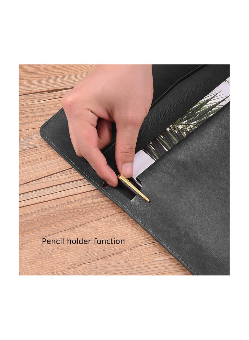 PU Leather A4 File Folder Document Holder Waterproof Portfolio Envelope Folder Case with Snap Closure - Image 5