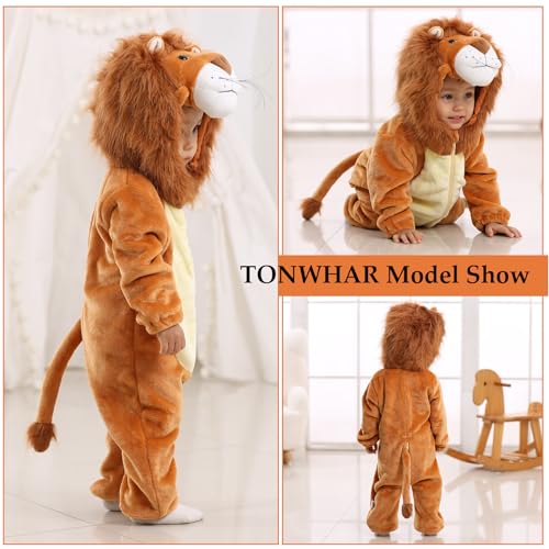 TONWHAR Infants Toddlers Halloween Cosplay Lion Costume Kids' Animal Outfit Snowsuit(2-3T,Lion) - Image 3