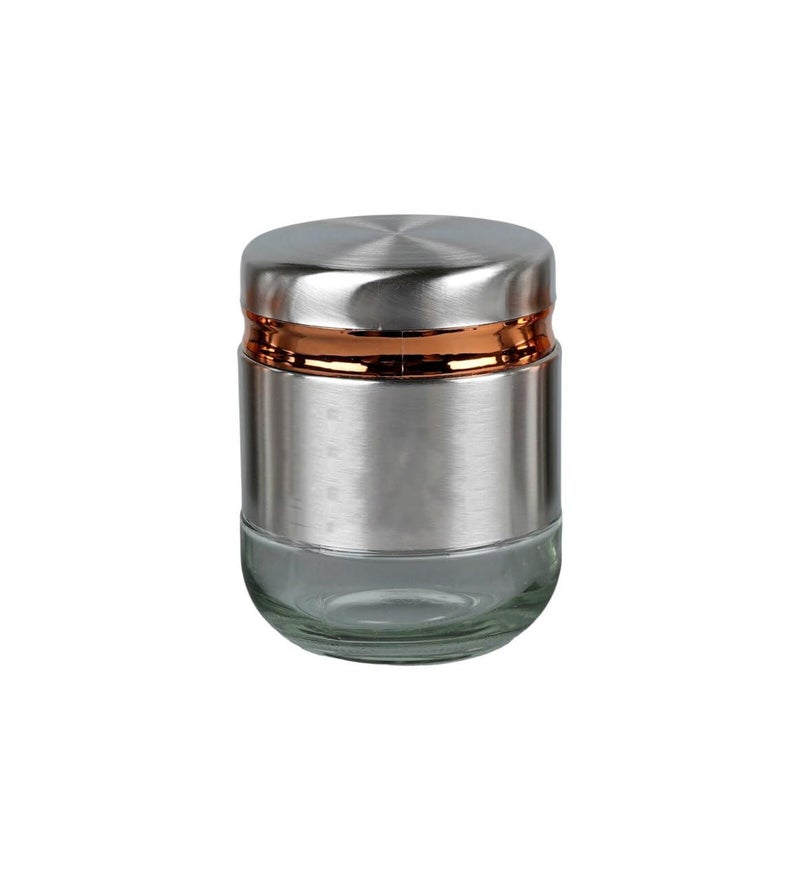 WRINGO Steel Cover Window Clear Glass Jars for Kitchen Storage Food Spices Canister with Airtight Lid Container Organizer Tea Coffee Sugar Silver 350ML Set of 6 - Image 5