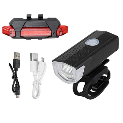 RESHNE Combo of Bicycle LED USB Rechargeable Head Light and Tail Light (Black) - Image 1