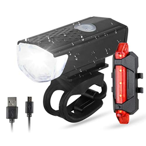 RESHNE Combo of Bicycle LED USB Rechargeable Head Light and Tail Light (Black) - Image 2