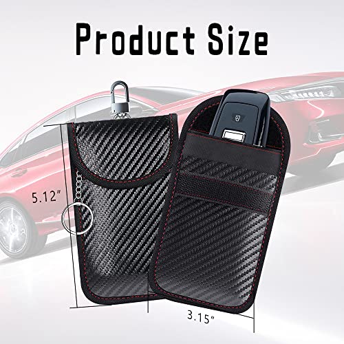 DWARFOO 2PCS Faraday Bag for Key Fob, Car RFID Signal Blocking Key Fob Protector, Faraday Cage Protector, Signal Blocking Anti-Theft Bag, Anti-Theft Pouch, Carbon Fiber Faraday Pouch Key Fob Protector - Image 2