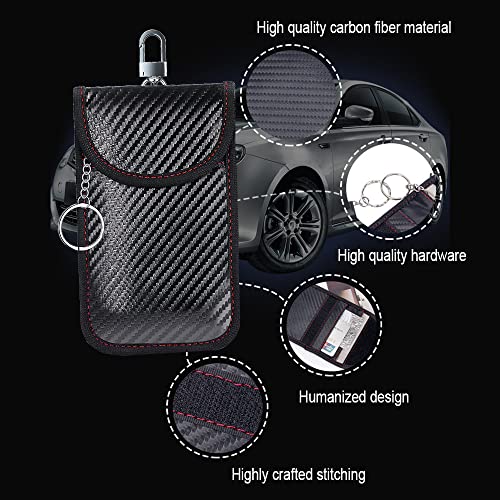 DWARFOO 2PCS Faraday Bag for Key Fob, Car RFID Signal Blocking Key Fob Protector, Faraday Cage Protector, Signal Blocking Anti-Theft Bag, Anti-Theft Pouch, Carbon Fiber Faraday Pouch Key Fob Protector - Image 4