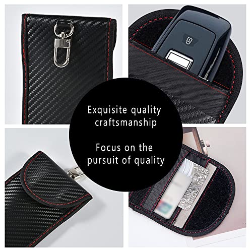 DWARFOO 2PCS Faraday Bag for Key Fob, Car RFID Signal Blocking Key Fob Protector, Faraday Cage Protector, Signal Blocking Anti-Theft Bag, Anti-Theft Pouch, Carbon Fiber Faraday Pouch Key Fob Protector - Image 3