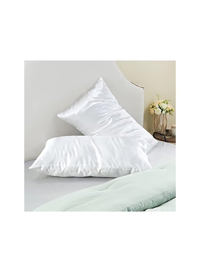 BEDELITE Satin Pillowcase for Hair and Skin, Super Soft and Cooling Similar to Silk Pillow Cases 2 Pack with Envelope Closure, Gift for Women Men(20"x30" Queen Size, White) - Image 2