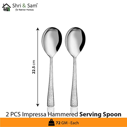Shri & Sam Stainless Steel Impressa Hammered Serving Spoon,2 Pieces - Image 2