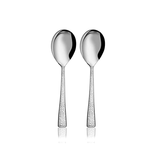 Shri & Sam Stainless Steel Impressa Hammered Serving Spoon,2 Pieces - Image 1