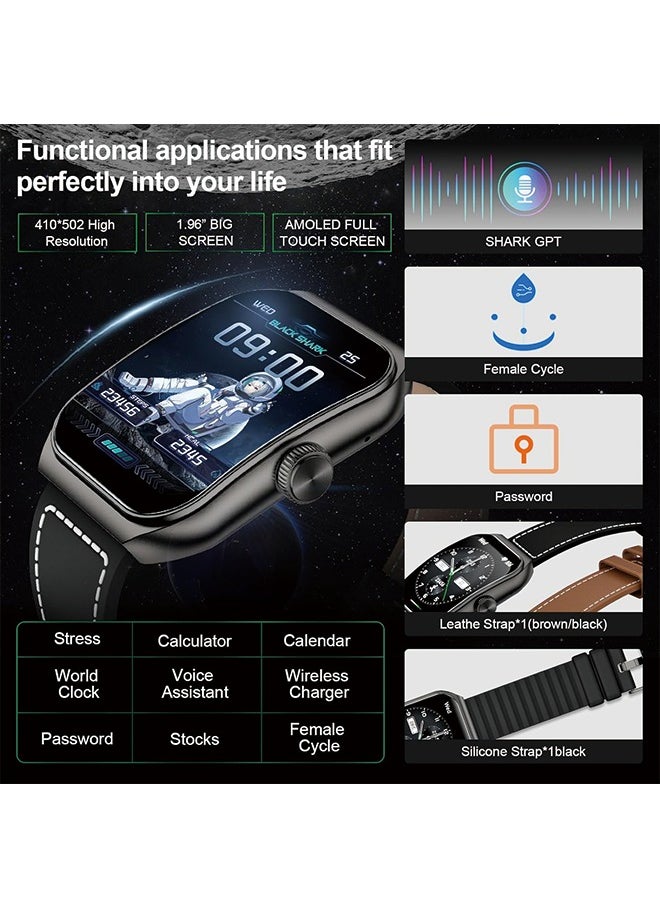 BLACK SHARK - Black Shark GT3 Smart Watch for Men,1.96" Smartwatch Bluetooth Call,SpO2 Heart Rate Monitor,100+ Sport Modes and GPS,IP68 Waterproof Fitness Tracker,10-Day,Activity Tracker for Android iOS,Black - Image 1