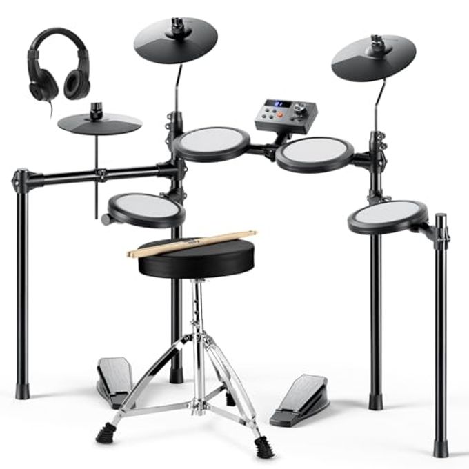 Donner Electric Drum Set, Ded-70 Electronic Drum Kit For Beginner With 150 Sounds, 4 Quiet Mesh Pads, 9" Cymbals, Usb Midi, Type-C Charging, 2 Pedal, Throne, Headphones, Sticks, Melodics Lessons - Image 4