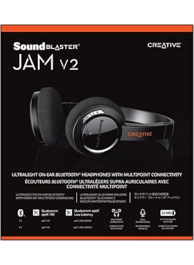 Creative Sound Blaster JAM V2 On-Ear Lightweight Bluetooth 5.0 Wireless Headphones with USB-C, aptX Low Latency, aptX HD, Multipoint Connectivity, Voice Detection and Noise Reduction, 22 Hours Battery Life - Image 5