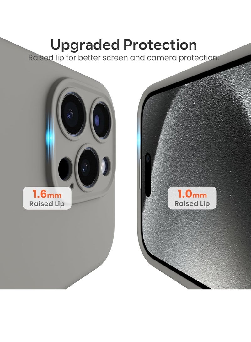 ELTRAZONE Compatible with iPhone 15 Pro Max Case 6.7", with 1 x Screen Protector, Silky-Soft Touch Liquid Silicone Case Shockproof Rubber Case for iPhone 15 Pro Max-Grey - Image 4