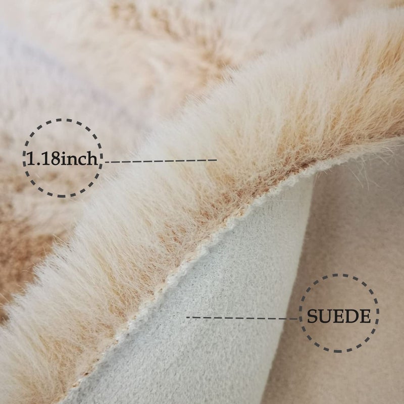 Ghouse Soft Faux Sheepskin Fur Rug 2x4 Light Brown Beige Fluffy Bedside Rugs Plush Rug Shag Nursery Carpet Area Rugs for Living Room Bedroom Playing Room Decor - Image 2