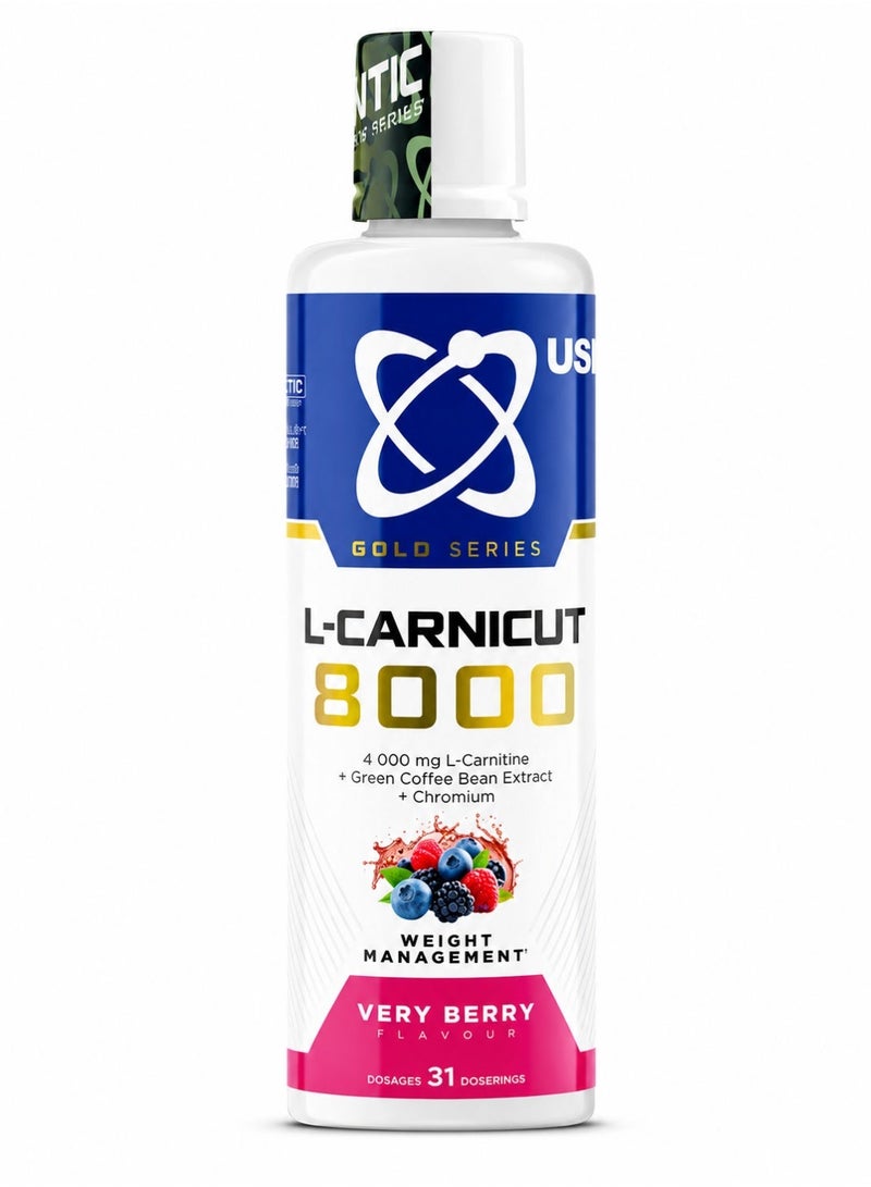 USN L-Carnicut 8000 Liquid Very Berry 465ml 31 Servings – 4000mg L-Carnitine Fat Metabolism & Energy Support Formula - Image 1