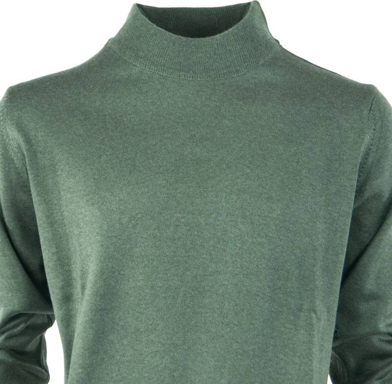 Oppland Men's Long Sleeve Half Turtleneck Classic Model Comfortable Cut Full Pattern Wool Woven Sweater