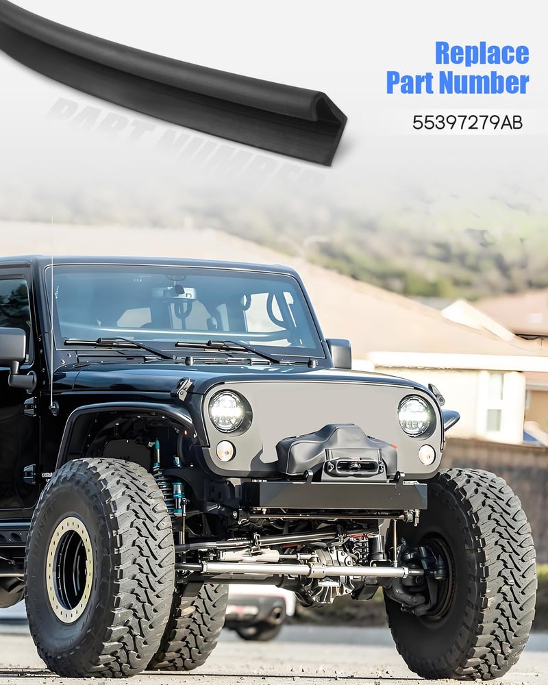 JUWEVAZU Hood Seal Weatherstrip Fit for Jeep Wrangler 2007 2008 2009 2010 2011 2012 2013 2014 2015 2016 2017 2018, Front Hood to Grille Weatherproof Seal Belt Replace 55397279AB - Image 5
