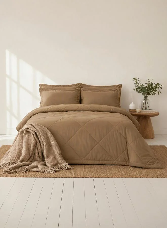 Styli 1-Piece Solid Comforter Beige, 90X100 Inches