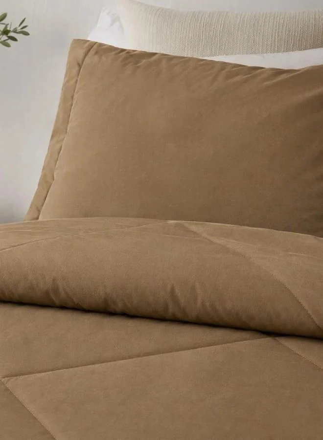 Styli 1-Piece Solid Comforter Beige, 90X100 Inches