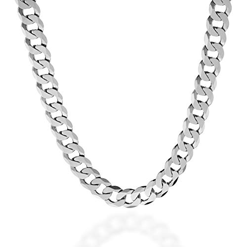 QUADRI - Extra Shiny Mens Cuban Link Chain 10mm in 925 Sterling Silver Italian Diamond Cut Necklace - 20 Inch - Premium Quality Jewelry - Gift Box Included - Image 1