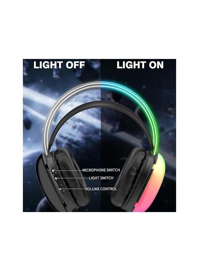 onikuma X25 Gaming Headset with Microphone, RGB Gradient Dynamic Lighting, PC Wired Lightweight Gaming Headphones for PS4/PS5/Laptop/MAC, 3.5mm Audio Over Ear Headphone, Stereo Surround Sound - Image 4