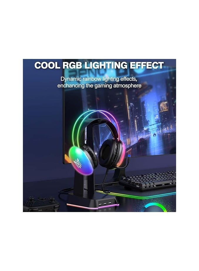 onikuma X25 Gaming Headset with Microphone, RGB Gradient Dynamic Lighting, PC Wired Lightweight Gaming Headphones for PS4/PS5/Laptop/MAC, 3.5mm Audio Over Ear Headphone, Stereo Surround Sound - Image 5